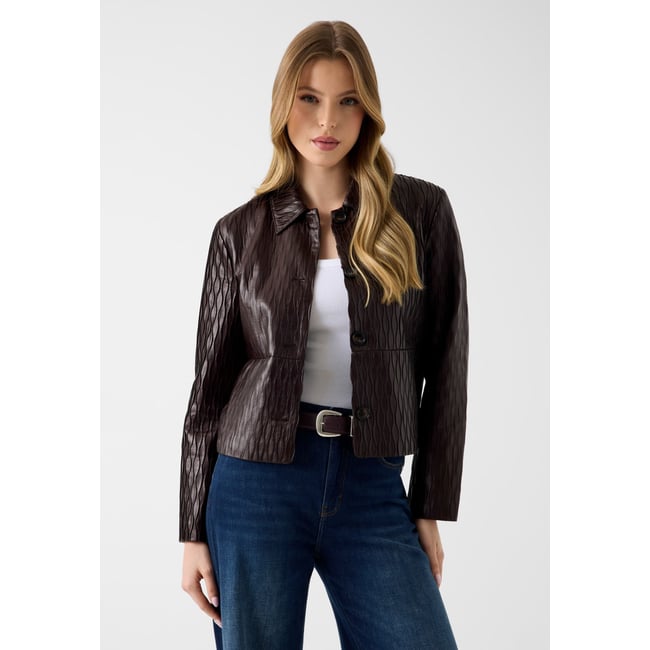 Veste En Similicuir marron foncé <span itemprop=