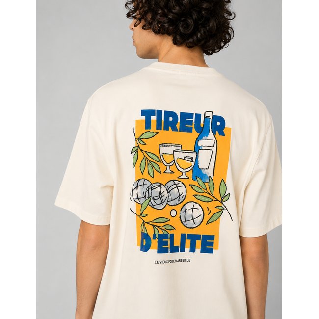 T-shirt imprimé devant/dos blanc écru <span itemprop=
