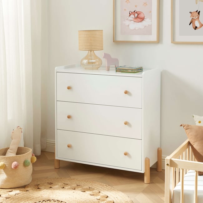 Commode enfant 3 tiroirs  MONA Couleur blanc <span itemprop=