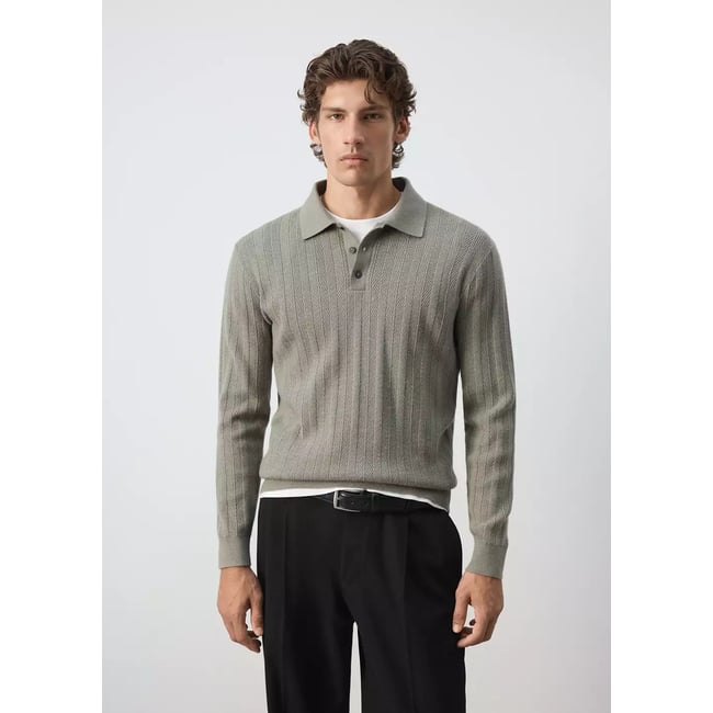 Pull-over polo maille structure - MANGO MAN