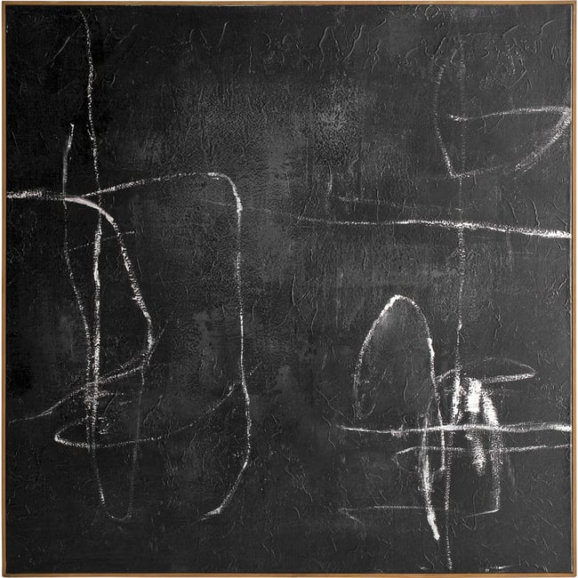 Tableau abstrait toile relief graphique Couleur noir, blanc et bois brun <span itemprop=