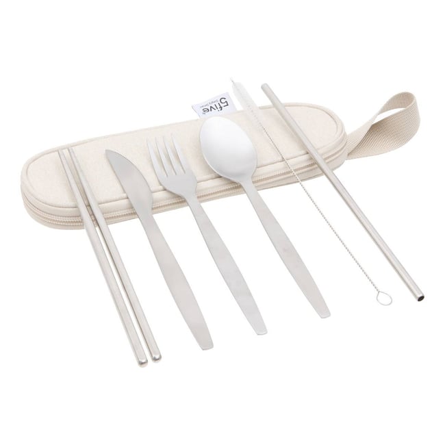 Couverts de voyage 5 pièces Couleur crème <span itemprop=