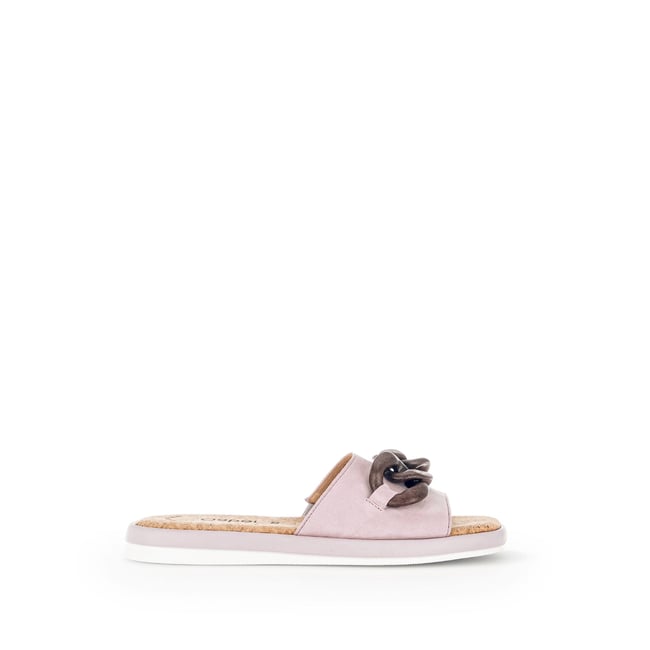Sandales en suède à talon compensé violet <span itemprop=