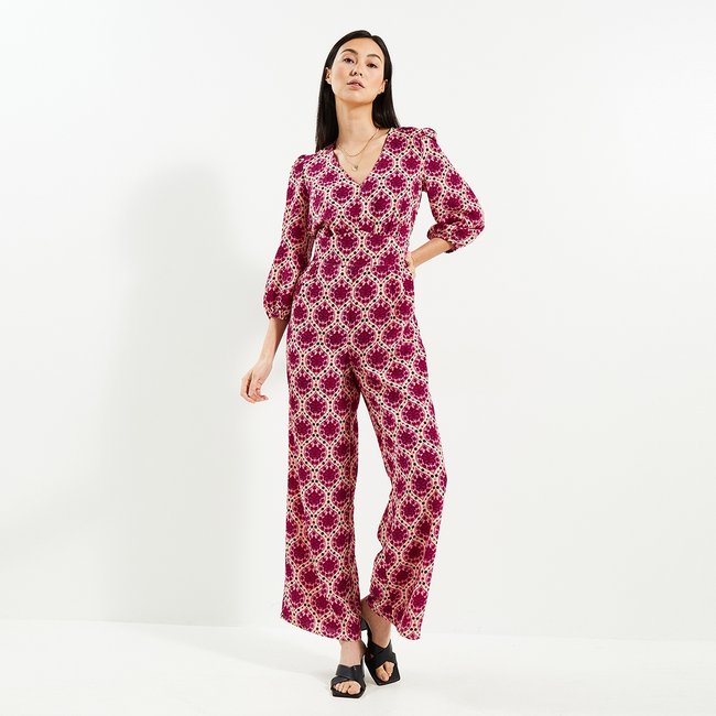 Combinaison imprimée rose fushia <span itemprop=