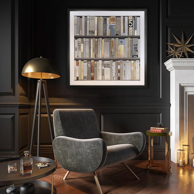 90x90cm Bookkeeper Framed Print, multi-coloured, SO'HOME