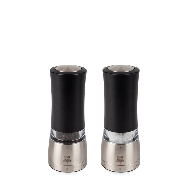 Duo de moulins à poivre et à sel noir irisé <span itemprop=