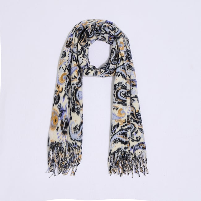 Écharpe chaude motif cachemire bleu <span itemprop=