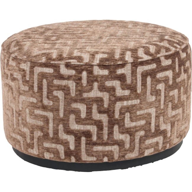 Pouf rond texturé pour salon Couleur marron texturé <span itemprop=