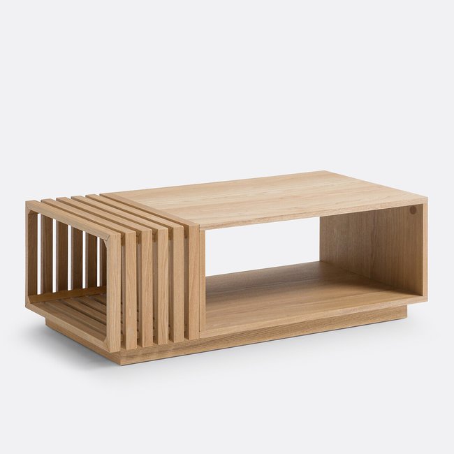 Table basse plaqué frêne, Theonie Couleur naturel <span itemprop=