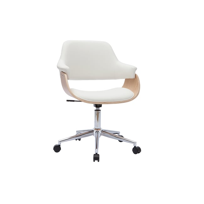 Chaise de bureau à roulettes design HANSEN Couleur blanc <span itemprop=