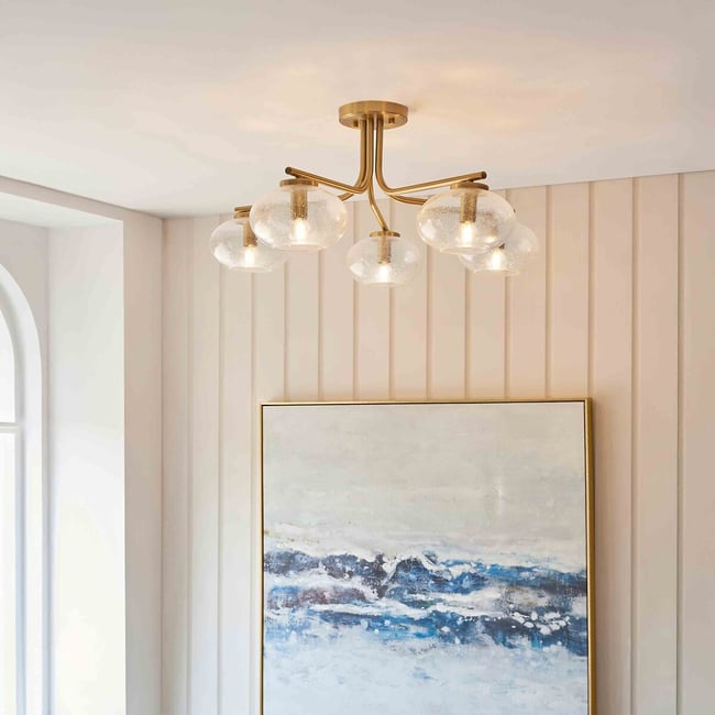 Jakobe 5-Light Bubble Glass Ceiling Light, brass, ÉDITÉ