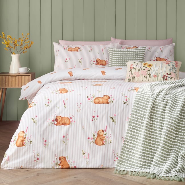 Happy Capy(Bara) Reversible Duvet Cover Set, natural, CATHERINE LANSFIELD