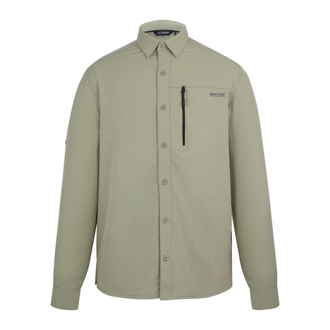 Chemise manches longues de voyage blanc cassé <span itemprop=