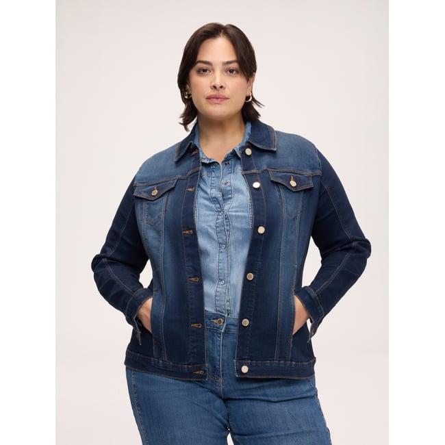 Veste avec broche florale bleu <span itemprop=