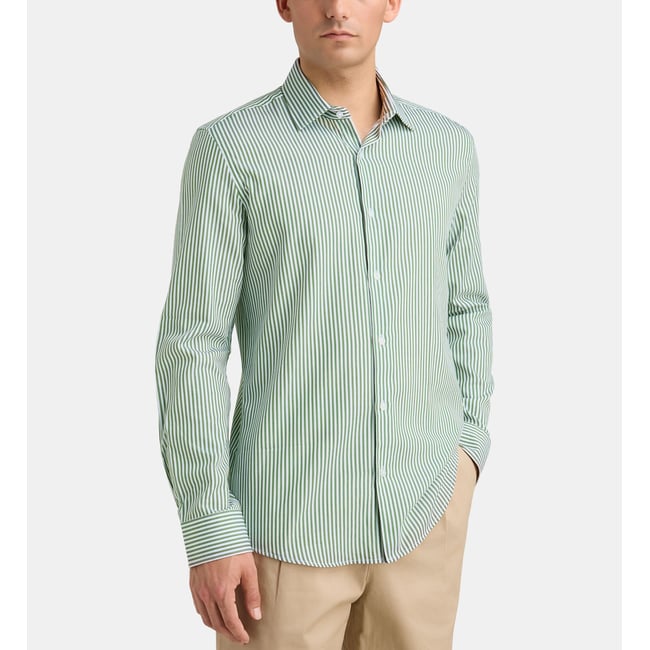 Chemise ajustée msrten rayures sans repassage coton bio - GALERIES LAFAYETTE