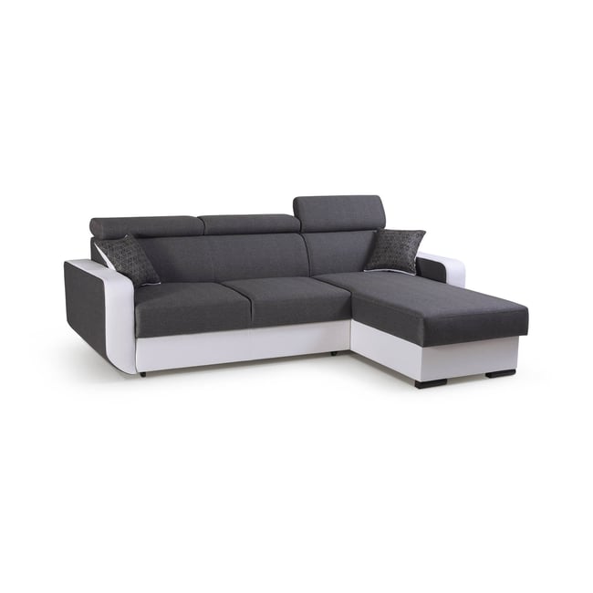 Canapé d'Angle réversible 4 places - DUSTIN Couleur blanc / gris <span itemprop=