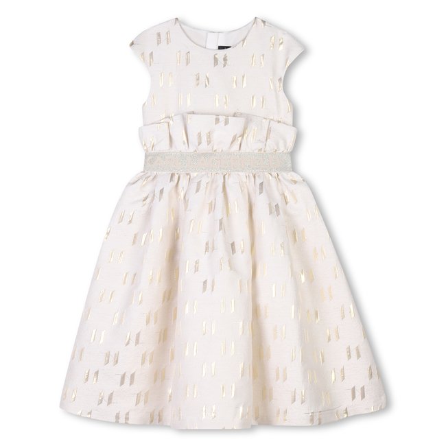 Robe de cérémonie fantaisie ecru dore <span itemprop=