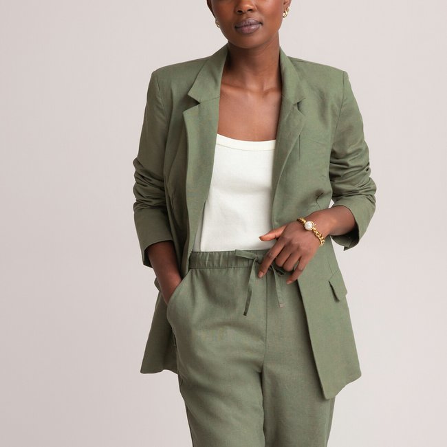 Linen/Cotton Fitted Blazer - ANNE WEYBURN
