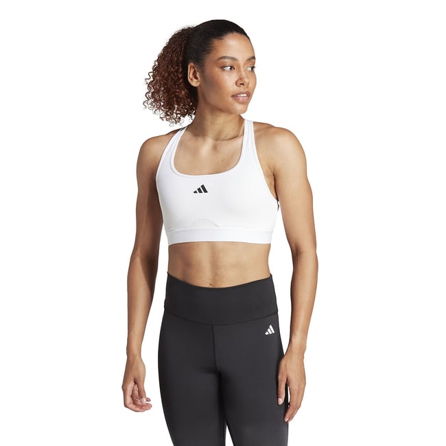 Brassière de sport, maintien moyen blanc <span itemprop=