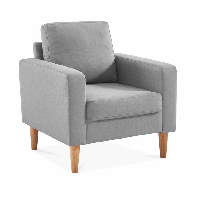 Fauteuil scandinave bois d'hévéa tissu BJORN - SWEEEK