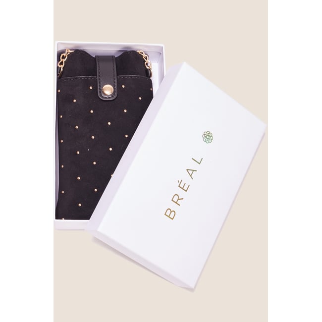 Pochette téléphone cloutée noir <span itemprop=