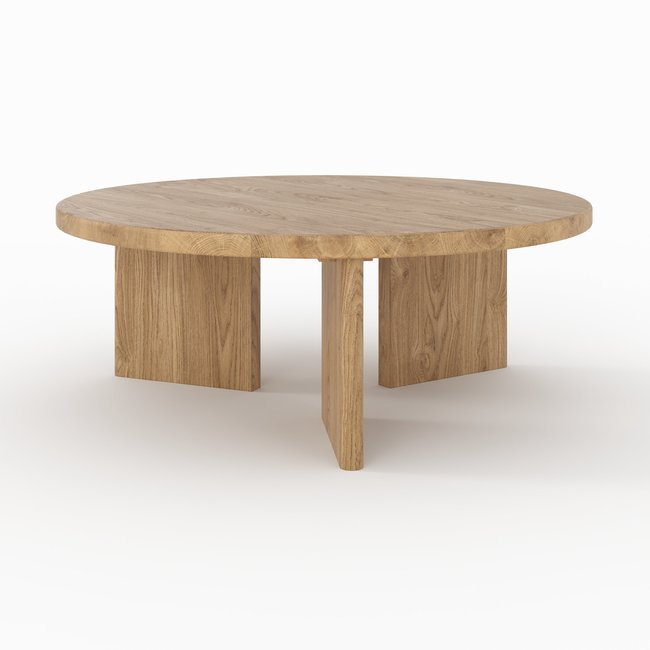 Table basse ronde en bois massif de mindi - GALIA Couleur marron <span itemprop=