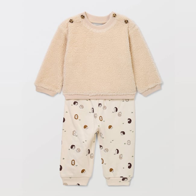 Ensemble sweat en sherpa et legging calisson <span itemprop=