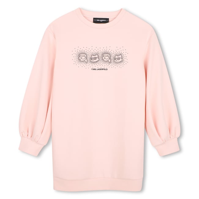 Robe manches longues rose petale <span itemprop=