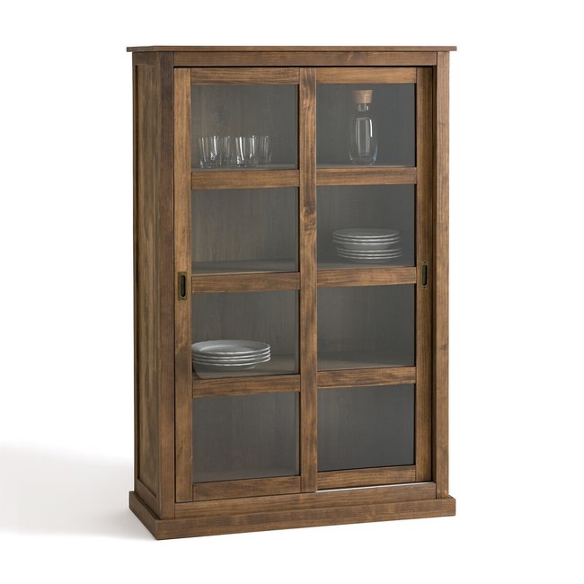 Vitrine Lunja mit 2 Türen, Kiefer massiv natur gewachst <span itemprop=