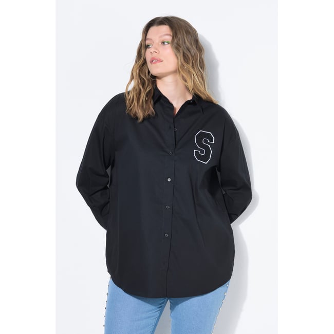 Chemisier oversize à manches longues avec noir <span itemprop=