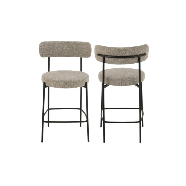 Chaises de bar en métal noir et bouclette (lot de 2) - GERDA - HELLIN, DEPUIS 1862