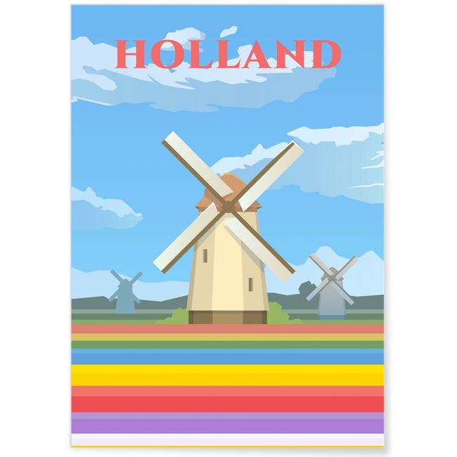 Affiche Hollande Couleur blanc <span itemprop=