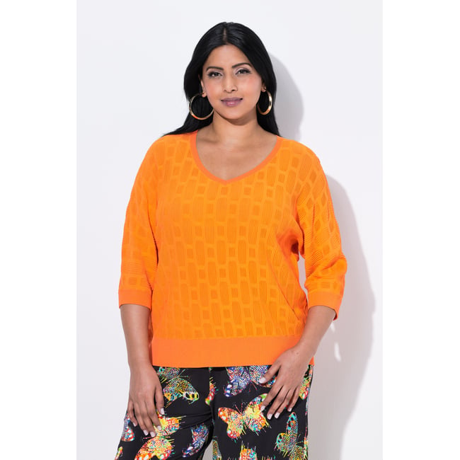 T-shirt en maille 3D, coupe oversize mandarine <span itemprop=
