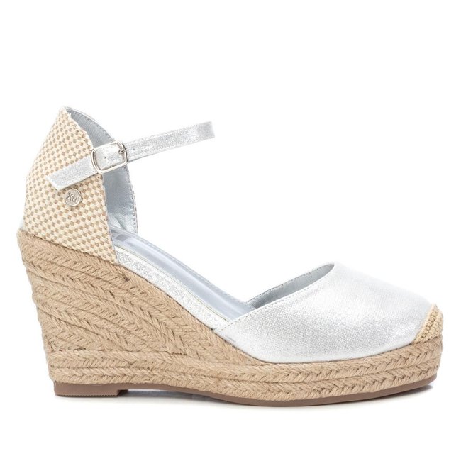 Espadrille avec talon de 10 cm. argenté <span itemprop=