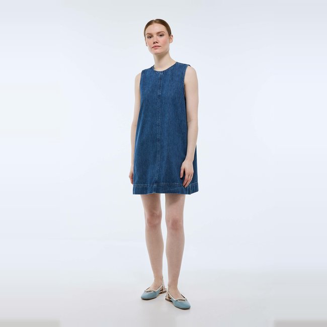 Robe courte en denim en coton BIO GOTS brut denim <span itemprop=