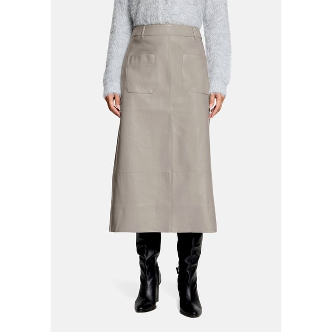 Jupe de coupe trapèze à poches gris <span itemprop=