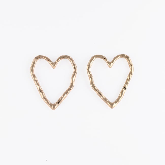 Boucles d'oreilles cœurs martelés dorés doré <span itemprop=