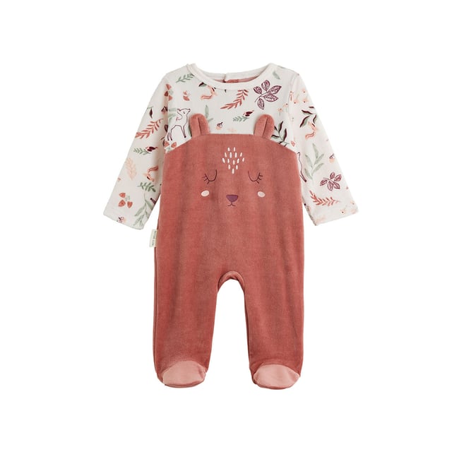 Pyjama bébé en velours Evie rose <span itemprop=