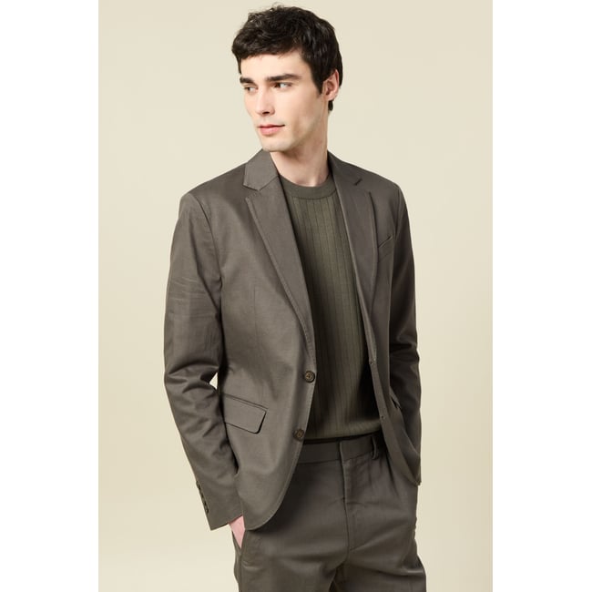 Blazer manches longues col classique vert foncé <span itemprop=