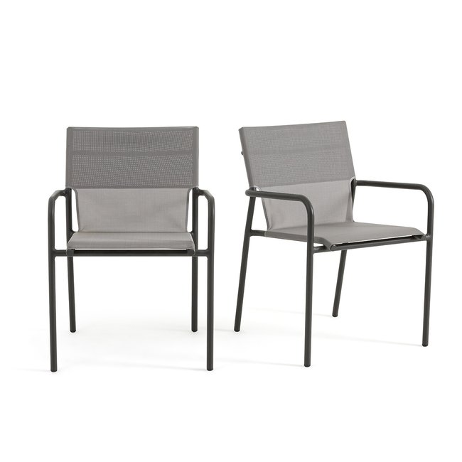 2er-Set Gartensessel Zory, Aluminium perlgrau <span itemprop=