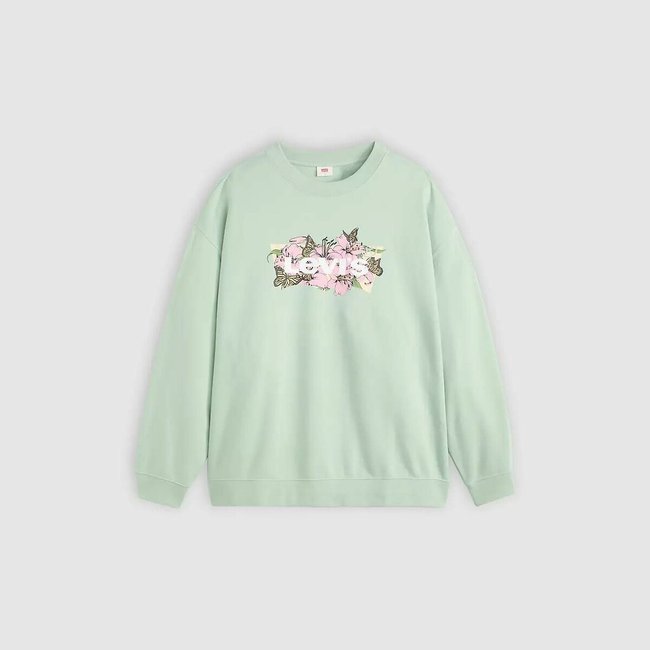 Sweat col rond, logoté vert pastel <span itemprop=