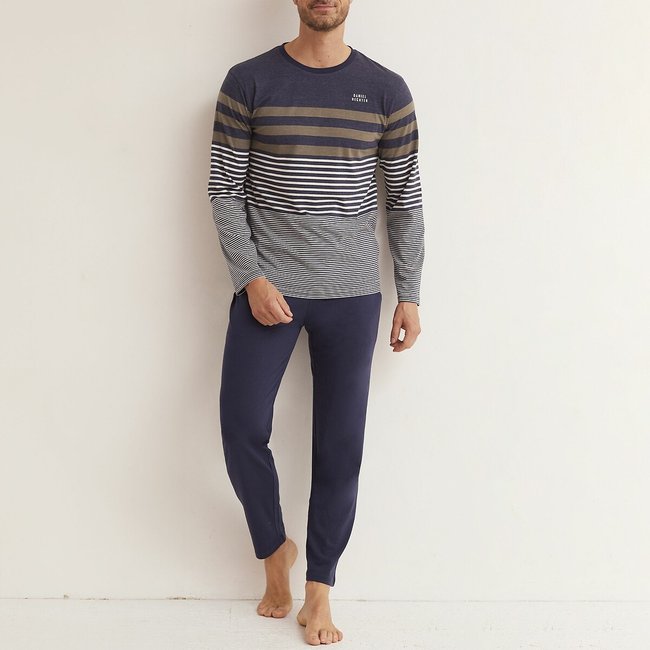 Pyjamas with Striped Top, striped + navy, DANIEL HECHTER LINGERIE