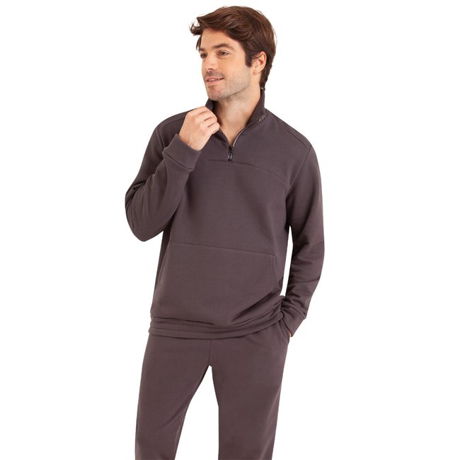 Pyjama long col ouvert marron <span itemprop=