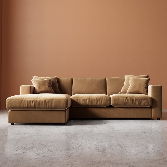 Althaea Easy Velvet Corner Chaise Sofa - SWOON