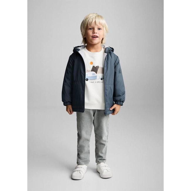 Anorak matelassé capuche bleu <span itemprop=