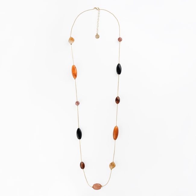 Sautoir en perles de résine multicolores multicolore <span itemprop=