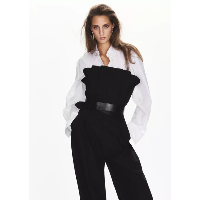 Combinaison bustier ceinture noir <span itemprop=