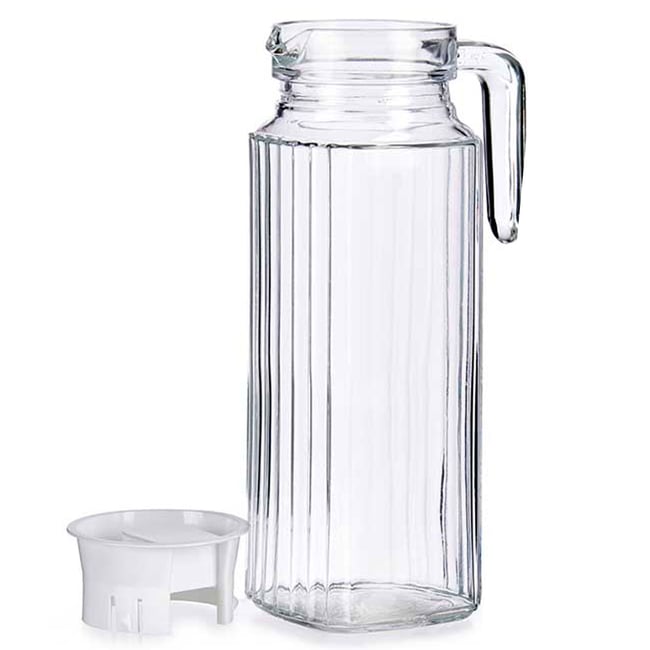 Carafe à Jus de fruits ou eau en verre et bouchon plastique 1L Couleur transparent <span itemprop=