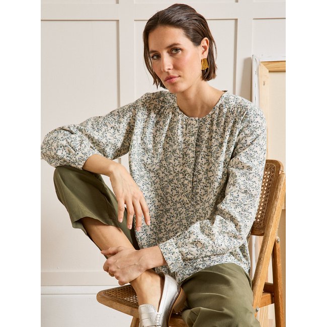 Blouse coton dobby imprimé Olivia imprimé olivia vert <span itemprop=