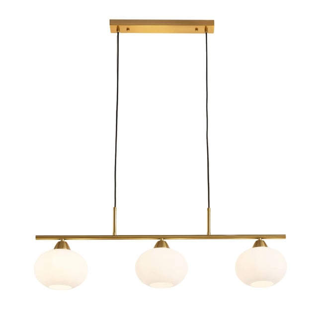 Suspension avec abat-jours en verre - ALCYONE Couleur laiton et blanc <span itemprop=